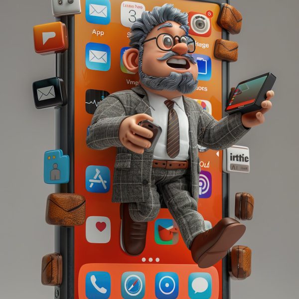 The Engineer comes out of the phone. Create a 3D image of a Engineer character stepping out of a giant smartphone, holding a smartphone, with a app interface on the screen. The businessman should be wearing a suit, with clear, well-defined features and no facial details necessary. The phone is at a 45-degree angle --ar 2:3 --style raw --stylize 500 --v 6 Job ID: ef45be00-1d73-4125-94b6-2b191233c365